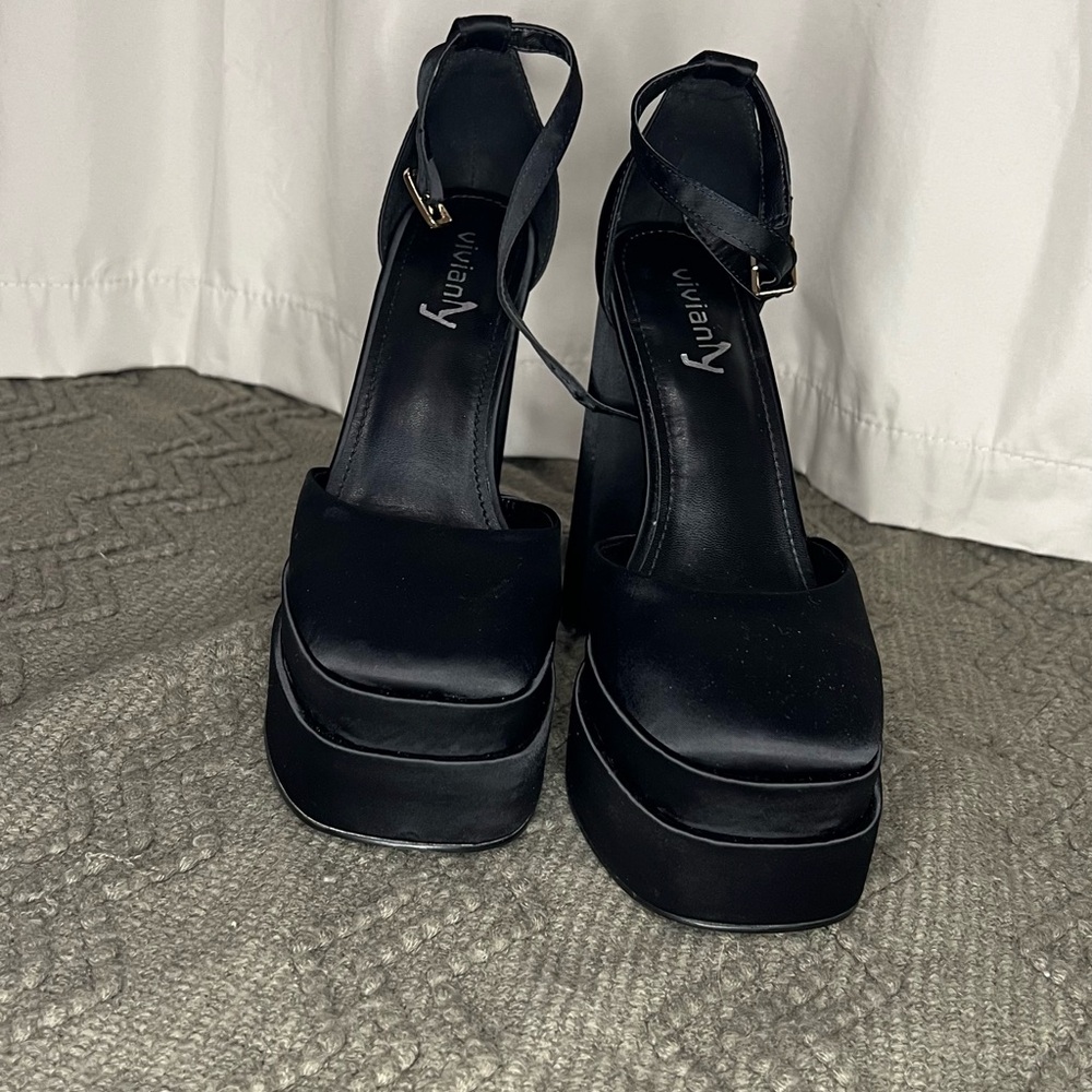 Vivanly Black Platform Heels